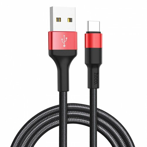 HOCO HC-80251 X26/ USB кабель Type-C/ 1m/ 2A/ Нейлон/ Black&Red hoco hc 80244 x26 usb кабель type c 1m 2a нейлон black