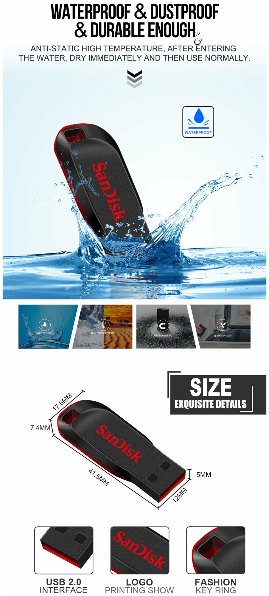 Флеш-накопитель USB 64GB SanDisk Cruzer Blade чёрный - фотография № 16