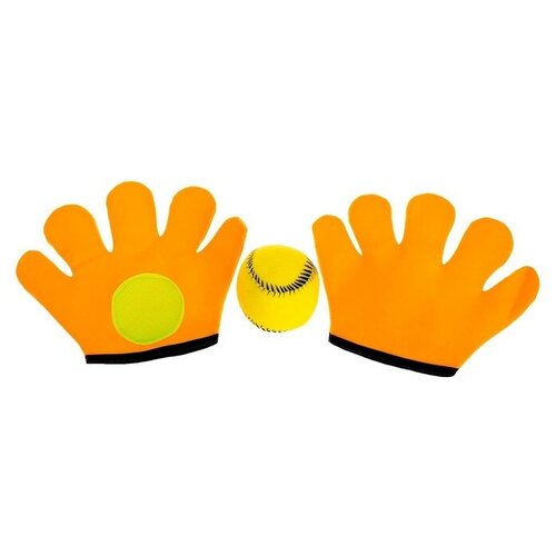 --- Игра Кидай-поймай, 2 перчатки-ловушки для мяча, 1 мяч, цвета микс
