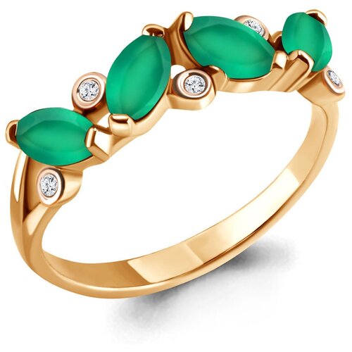 фото Кольцо из золочёного серебра aquamarine а6525509-п с фианитом и агатом diamant-online