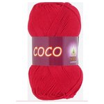 Пряжа хлопковая Vita Cotton Coco (Вита Коко) - 1 моток, 3856 красный, 100% мерсеризованный хлопок 240м/50г - изображение