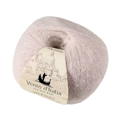 фото Пряжа vento d'italia merino kid mohair, 27 % шерсть, 34 % мериносовая шерсть, 34 % мохер, 5 % спандекс, 27 % нейлон, 50 г, 600 м, 1 шт., 12 жемчужный 600 м