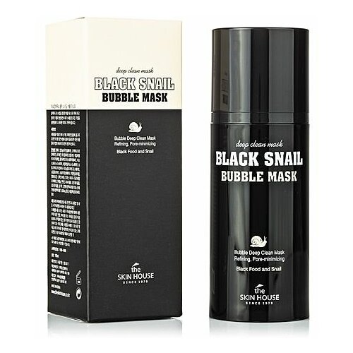 фото The skin house black snail bubble mask, 100мл маска кислородная с улиткой и древесным углем