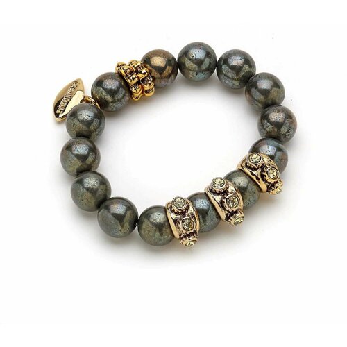 Браслет MON REVE, стрейч, с пиритом и хрусталём, MR-BMR23K205 серый