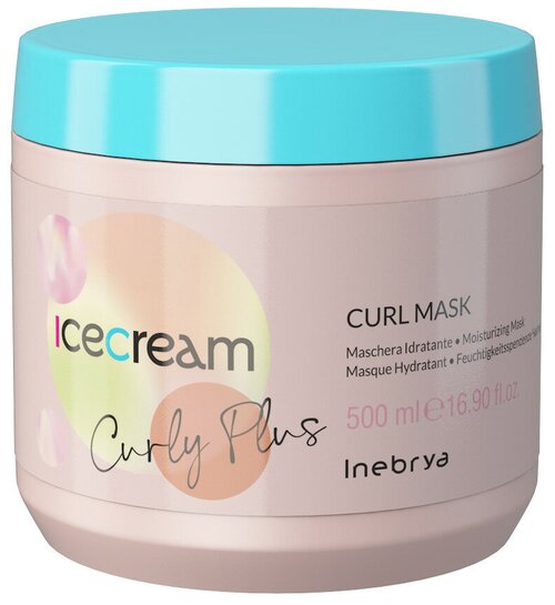 Маска увлажняющая с экстрактом моринга для вьющихся волос Curly Plus Inebrya Ice Cream, 500 мл