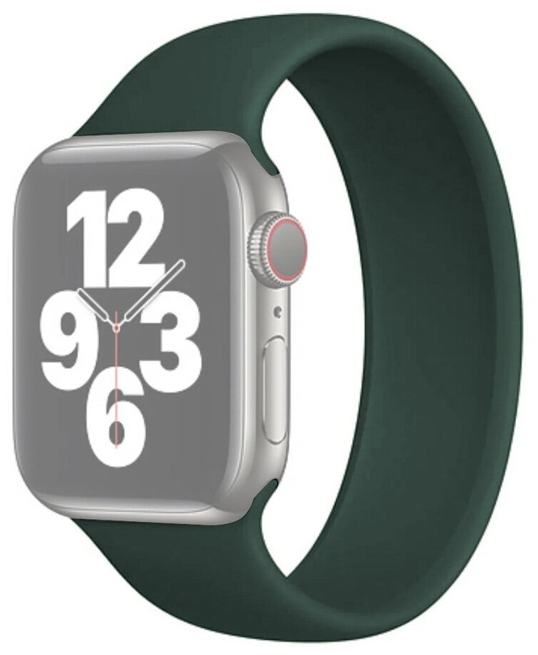 Ремешок для Apple Watch 1-6/SE 42/44 мм силиконовый эластичный InnoZone 145мм - Темно-зеленый (APWTSI-M42-11)