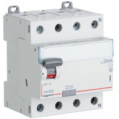 Выключатель дифференциального тока (УЗО) DX3 4П 80А АC 30мА N справа | код 411705 | LEGRAND (1 шт.)