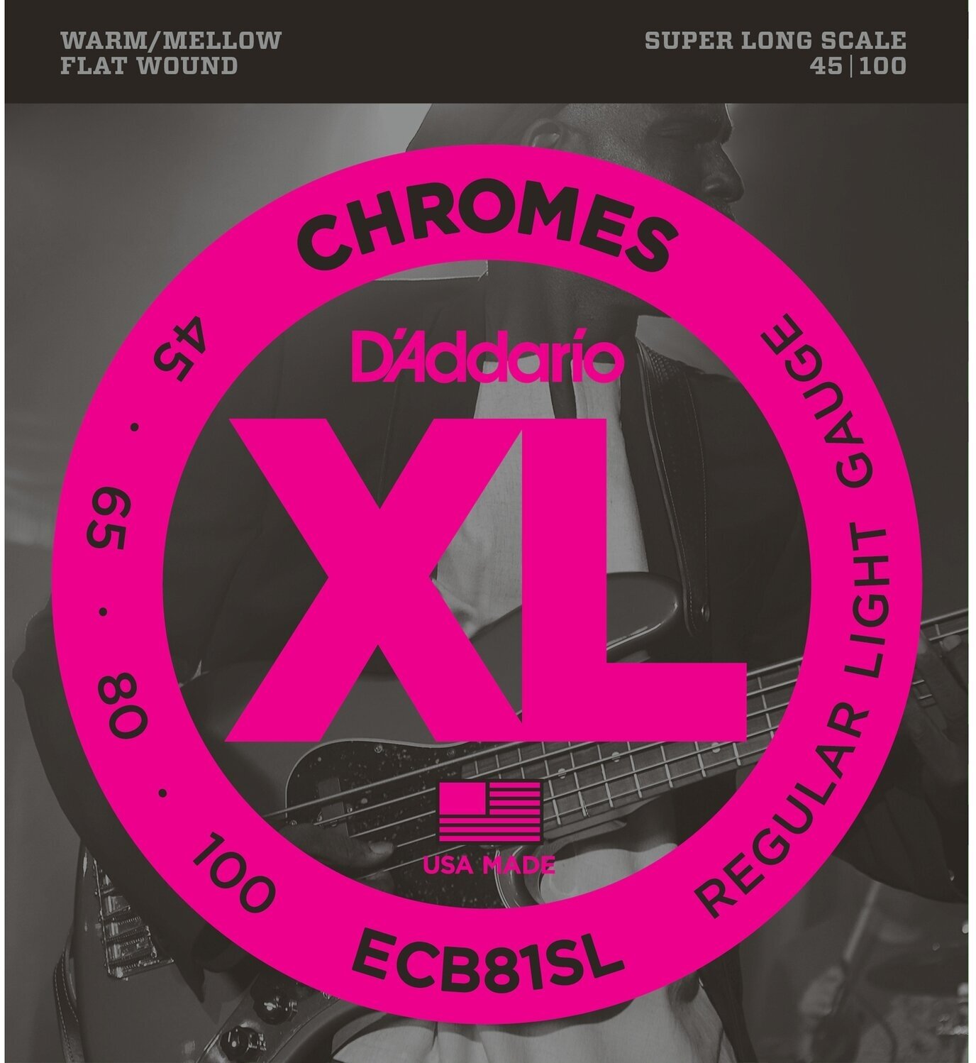 D'Addario ECB81SL струны для бас-гитары. Soft, хром, плоск. оплётка, 45-100