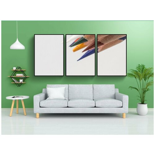 фото Набор модулных постеров для интерьера "цветные карандаши, деревянные колышки, карандаши" 60x90 см. в тубусе, без рамки lotsprints