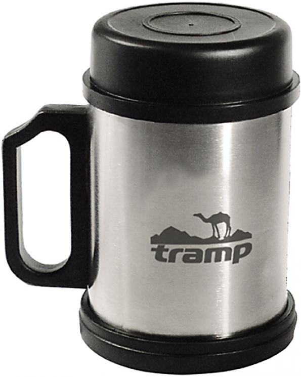 Термокружка с крышкой и подставкой Tramp TRC-007, 0.4 л, серебристый/черный