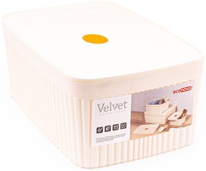 Лоток Бытпласт Velvet для ванной с крышкой полипропилен бежевый 230х150х90мм 2,5л