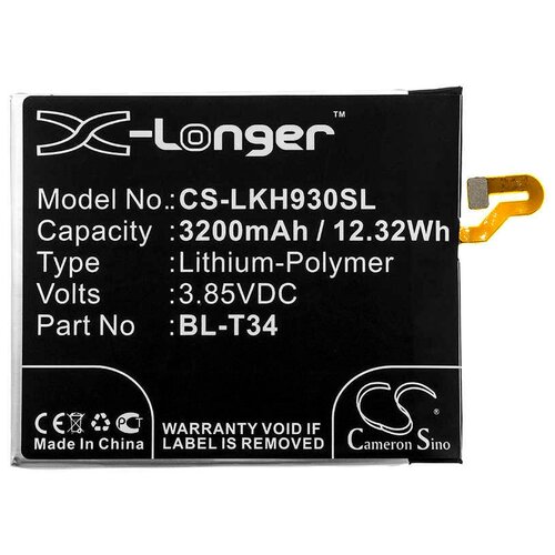 Аккумулятор CameronSino CS-LKH930SL для смартфона LG AS998, H930, H930DS (BL-T34, EAC63538921) original phone battery bl t34 for lg v30 h930 h933 h932 ls998 h931 bl t34 replacement rechargable batteries 3300mah