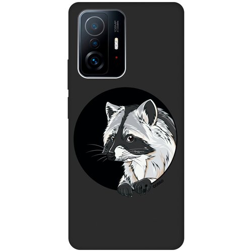 Матовый Soft Touch силиконовый чехол на Xiaomi 11T, 11T Pro, Сяоми 11Т, 11Т Про с 3D принтом Raccon in a Hollow черный матовый soft touch силиконовый чехол на xiaomi 13 сяоми 13 с 3d принтом raccon in a hollow черный