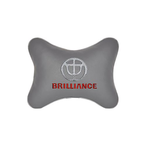 фото Подушка на подголовник экокожа l. grey с логотипом автомобиля brilliance vital technologies