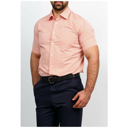 фото Рубашка мужская короткий рукав casino c554/0/033/z, полуприталенный силуэт / regular fit, цвет оранжевый, рост 174-184, размер ворота 44