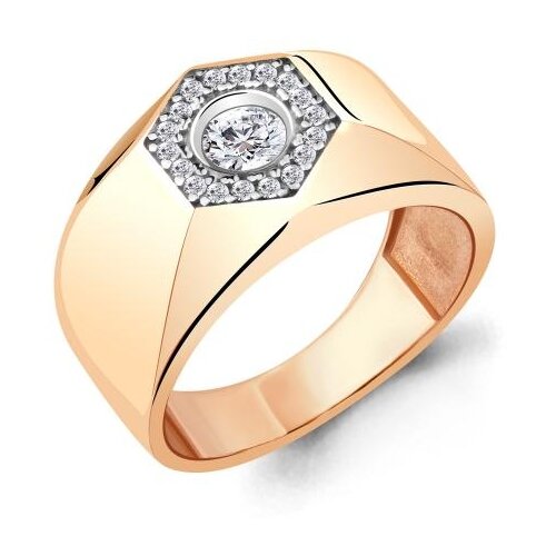 фото Кольцо из золочёного серебра aquamarine а68703а-пк с фианитом diamant-online