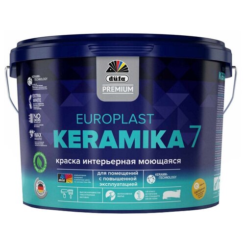 Краска акриловая Dufa Premium Europlast Keramika 7 матовая белый 2.5 л краска dufa premium europlast keramika 7 база 3 9 л