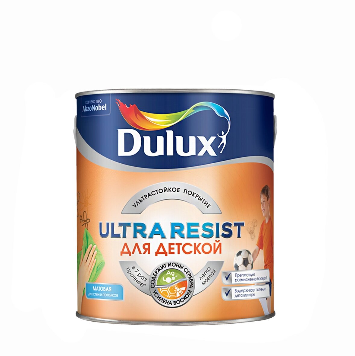 Краска Ultra Resist Для детской Dulux 2,25 л База С (бесцветный) матовая