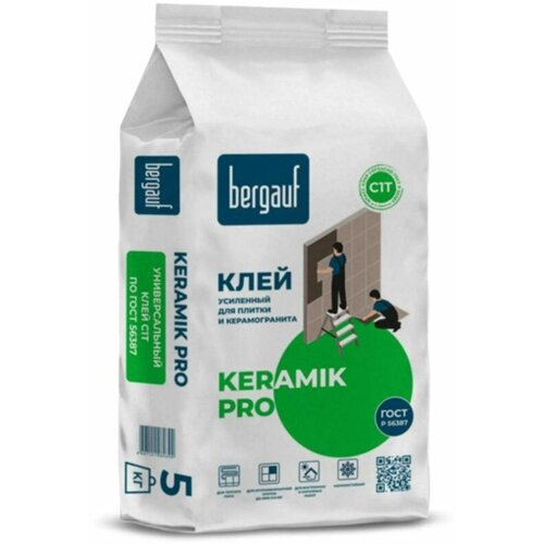 Клей BERGAUF KERAMIK Pro С1 (5кг) усиленный клей для керамогранита bergauf keramik pro 5 кг