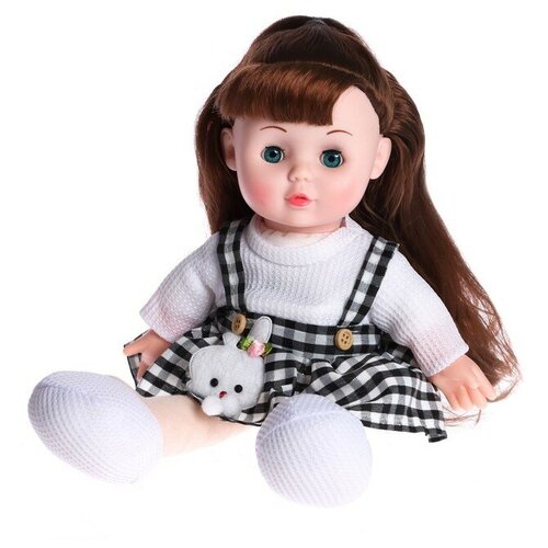 --- Кукла мягконабивная Милашка 32см, со звуком, в сарафане кукла мягконабивная милашка 32см со звуком в сарафане