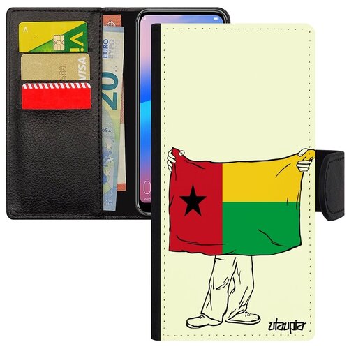 фото Модный чехол-книжка на смартфон // huawei p30 lite // "флаг гвинеи бисау с руками" туризм государственный, utaupia, белый