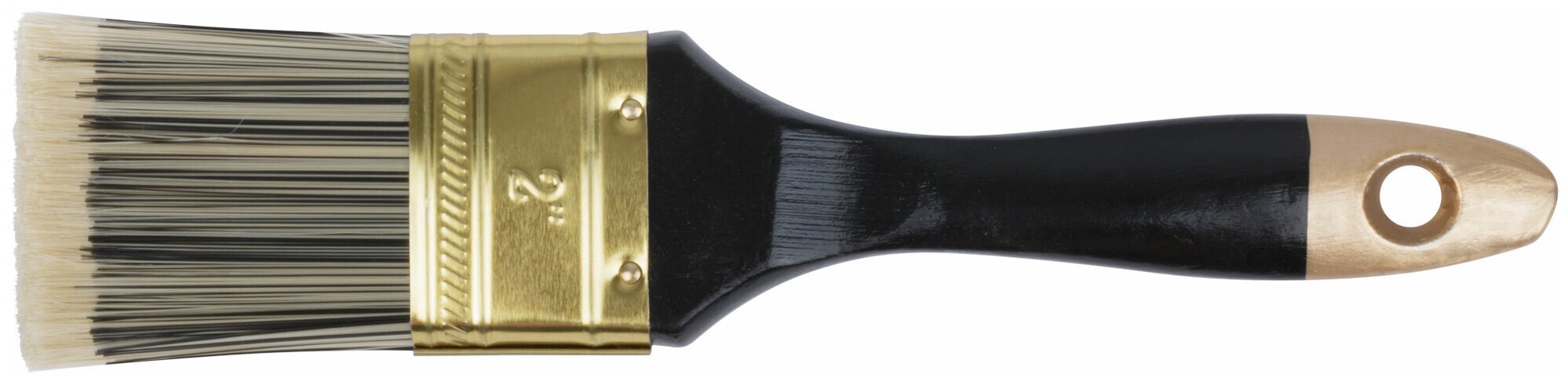 Кисть флейцевая "Стайл" искусственная черно-белая щетина деревянная ручка 2" (50 мм)