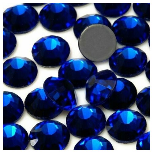 Стразы термоклеевые ss 12 (3 мм) синие ( Сапфир ) 1440 штук, горячей фиксации, блестящие стеклянные, для дизайна одежды