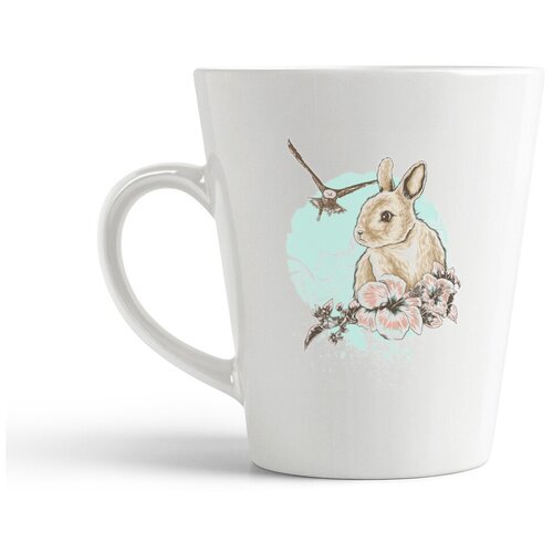 фото Кружка-латте coolpodarok животные.зайчик с лилиями