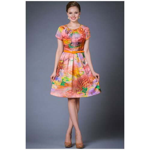 Платье Арт-Деко, размер 48, оранжевый платье арт деко размер 48 оранжевый розовый