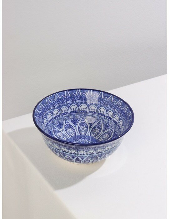 фото Салатник керамический Доляна «Мавлон», 680 мл, d=16 см, цвет синий