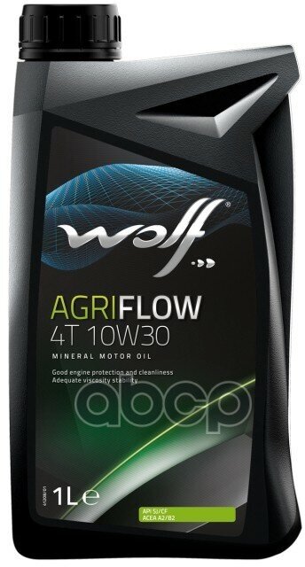 Масло Моторное Agriflow 4T 10W30 1L Acea A2, Acea B2, Api Sj/Cf, Jaso Ma Wolf арт. 8309106