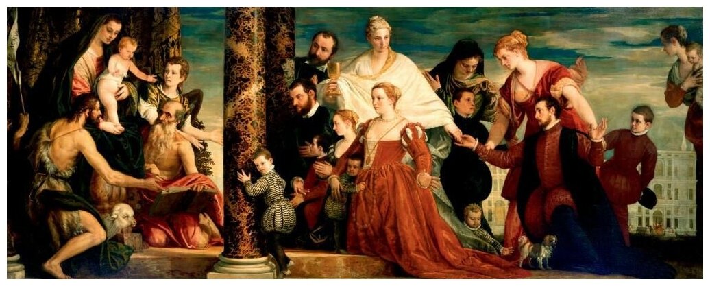 Репродукция на холсте Мадонна и семья (1571) Веронезе Паоло 77см. x 30см.