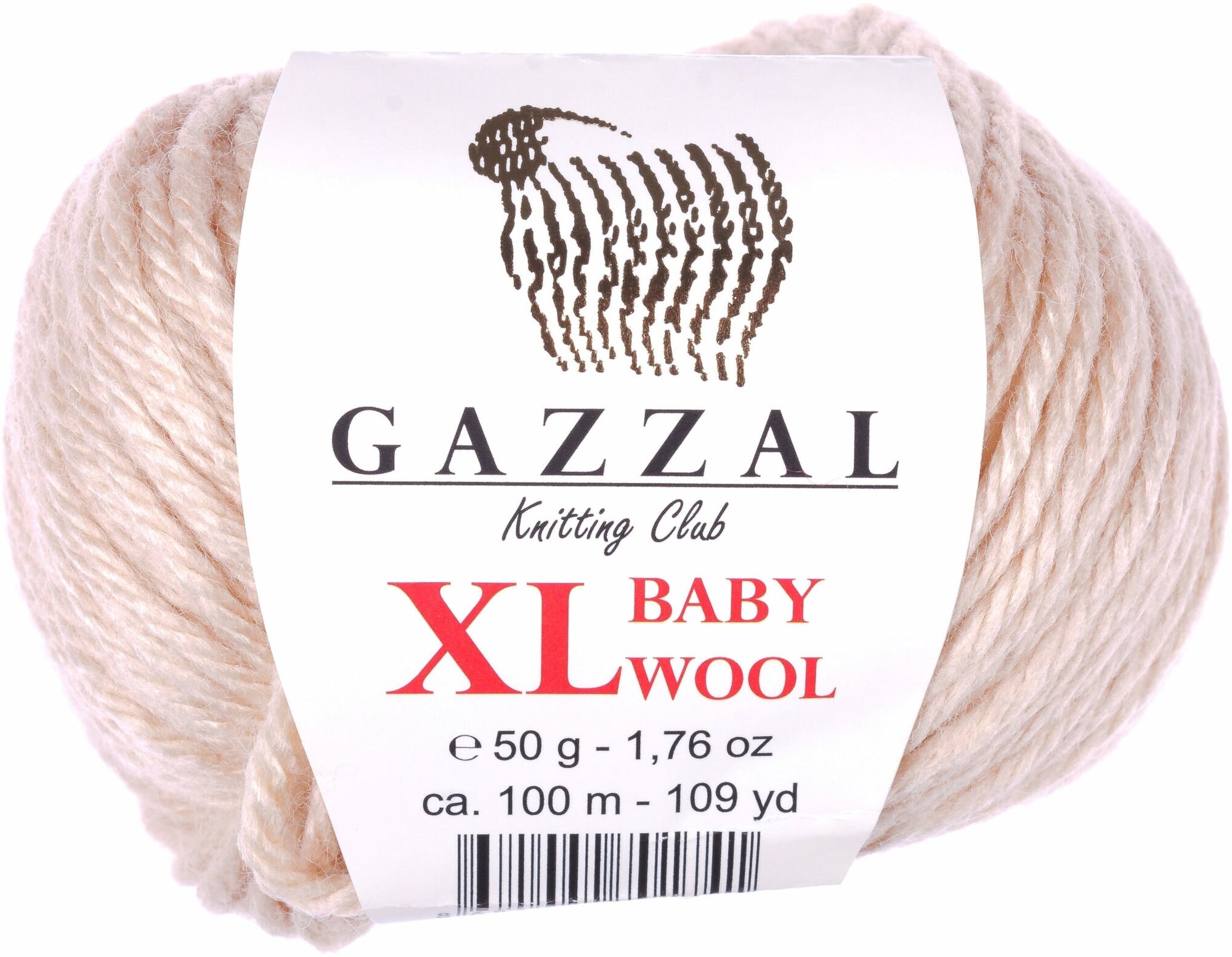 Пряжа Gazzal Baby Wool XL светло-бежевый (839), 40%шерсть мериноса/20%кашемирПА/40%акрил, 100м, 50г, 1шт