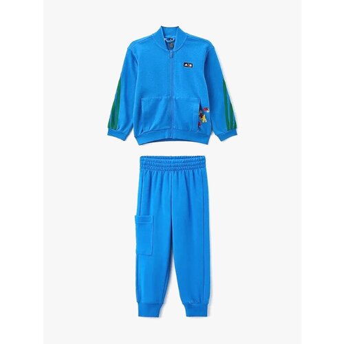 Костюм adidas для мальчиков, олимпийка и брюки, размер 140, синий