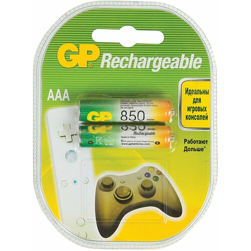 Батарейки GP аккумуляторные 2 шт. AAA HR03, Ni-Mh, 850 mAh, блистер (85AAAHC-2DECRC2)