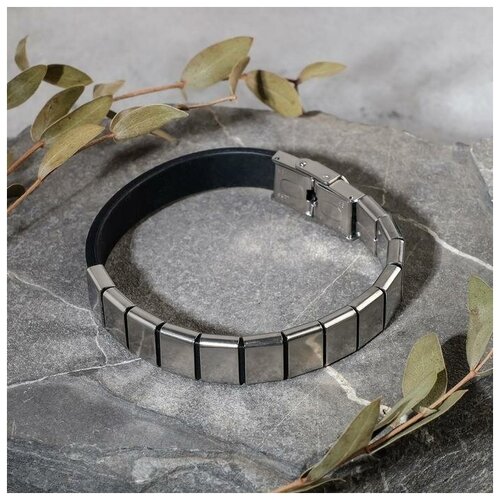 фото Браслет унисекс "стиль" прямоугольники, цвет чёрный в серебре,l 21см queen fair