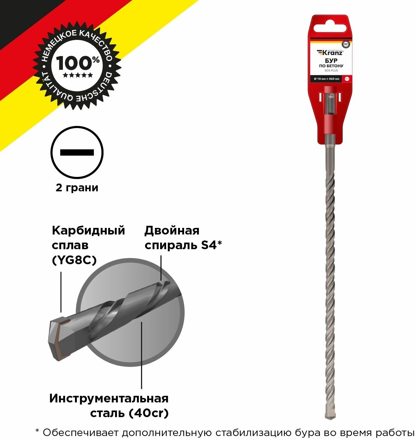 фото Бур по бетону 10x460x400 мм SDS PLUS Kranz