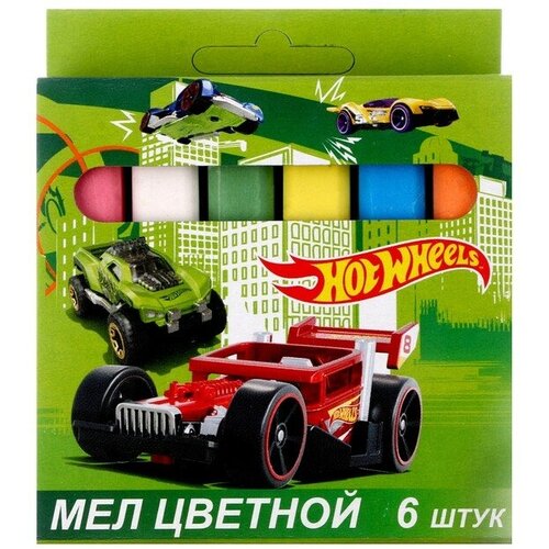 Мел цветной Hot Wheels, 6 шт в картонной упаковке с европодвесом