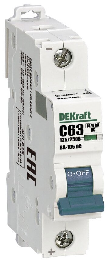 Автоматический выключатель DEKraft ВА-105 1P 63А характеристика C