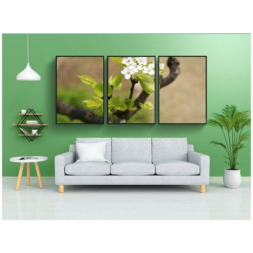 фото Набор модулных постеров для интерьера "природа, лист, слива" 60x90 см. в тубусе, без рамки lotsprints