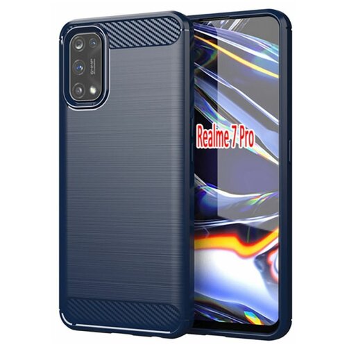 фото Brodef carbon силиконовый чехол для realme 7 pro синий