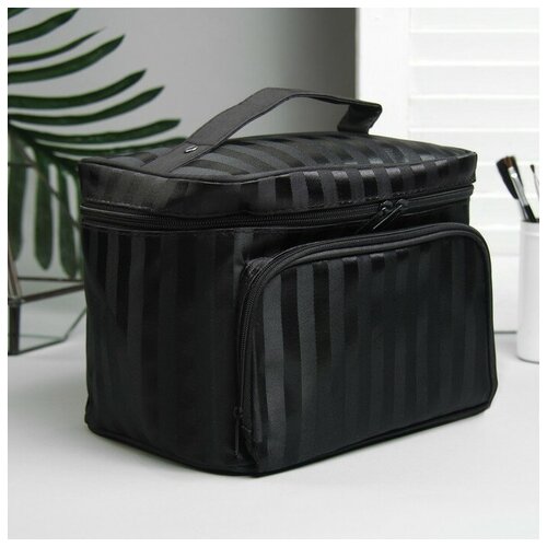 фото Косметичка на молнии, с зеркалом, цвет чёрный recom