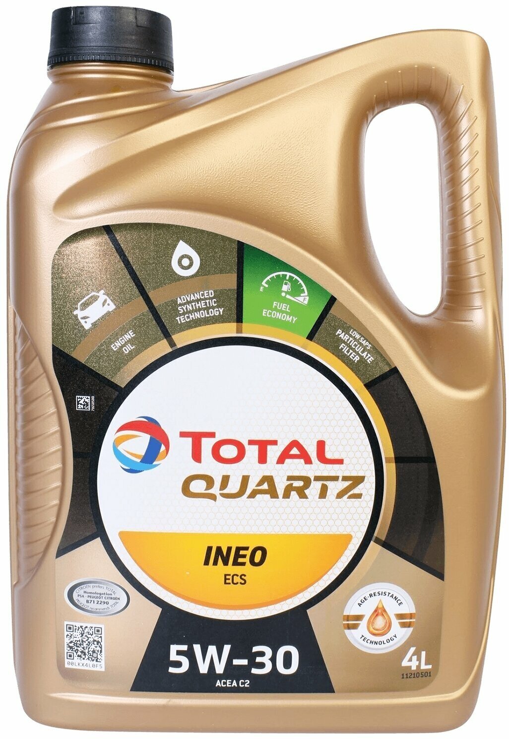 Масло моторное Total Quartz Ineo ECS 5w30, для PEUGEOT, CITROEN, 4 л