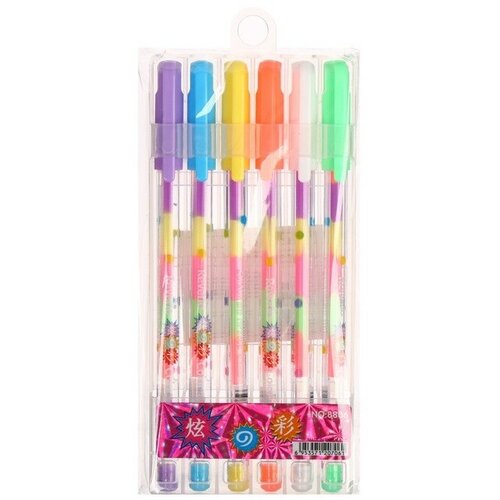 Набор гелевых ручек 6 штук разноцветные стержни в пластиковой упаковке 464₽