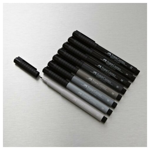 Капиллярные ручки Faber-Castell PITT® ARTIST PEN оттенки серого 6 шт. - фото №7