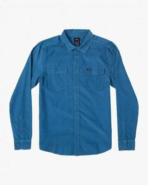 Рубашка RVCA, размер L, синий, серый