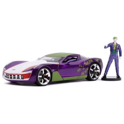 Купить Набор Hollywood Rides: DC The Jocker – модель машины Chevy Corvette Stingray Concept (масштаб 1:24) + фигурка Joker Figure 2, 75, Jada Toys, Машинки и техника