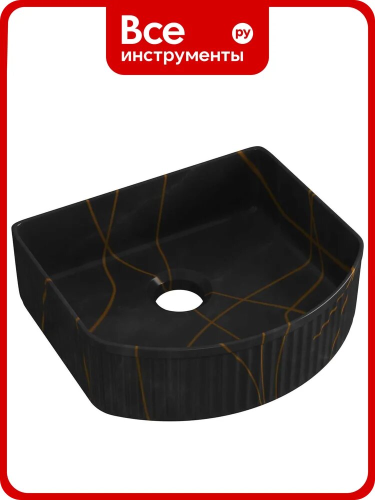 Раковина санфаянс накладная Bauedge BAU Mif stripes 40х35, черная JIE0028