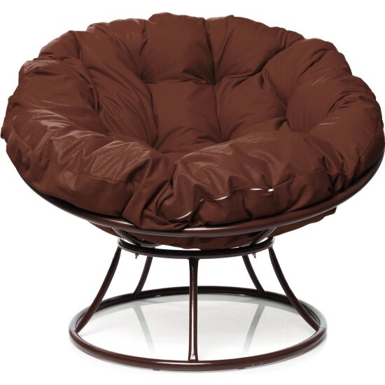 Садовое кресло M-group Папасан без ротанга коричневое + коричневая подушка