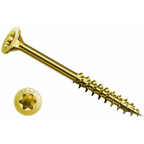Саморез 4,5х35 SPAX 0191020450353 с потайной головкой, неполной резьбой и шлицем T-Star, покрытие YELLOX (500 шт)